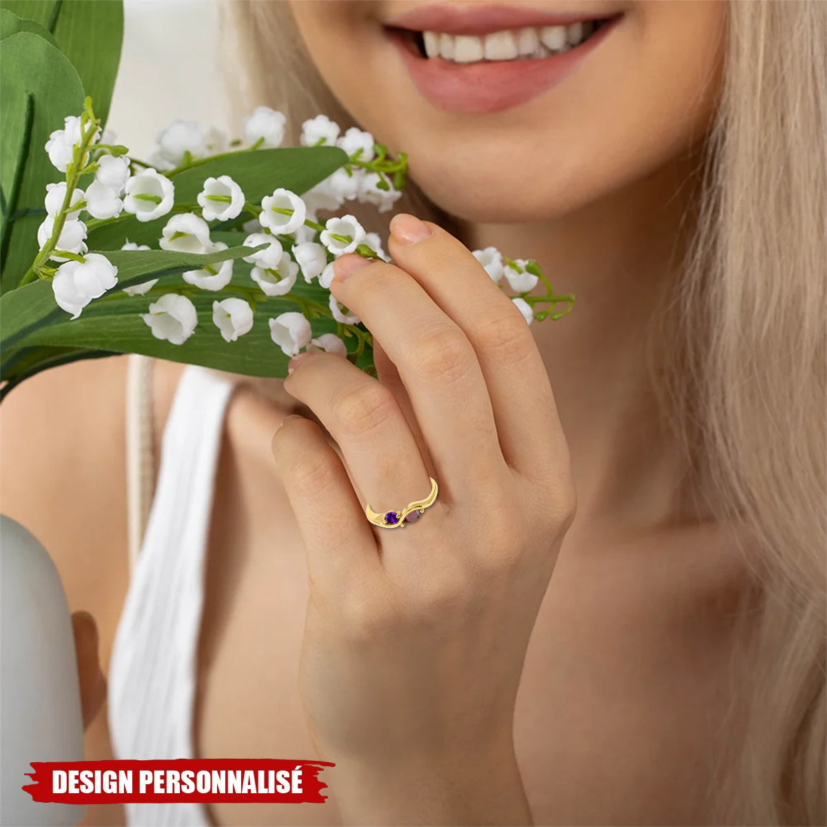 Bague Personnalisée avec Pierres de Naissance – Bijou d’Amour pour Couple