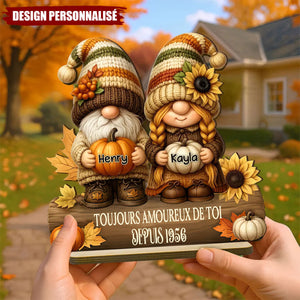Plaque en Bois Personnalisée – Vieillir Ensemble avec un Couple de Nains
