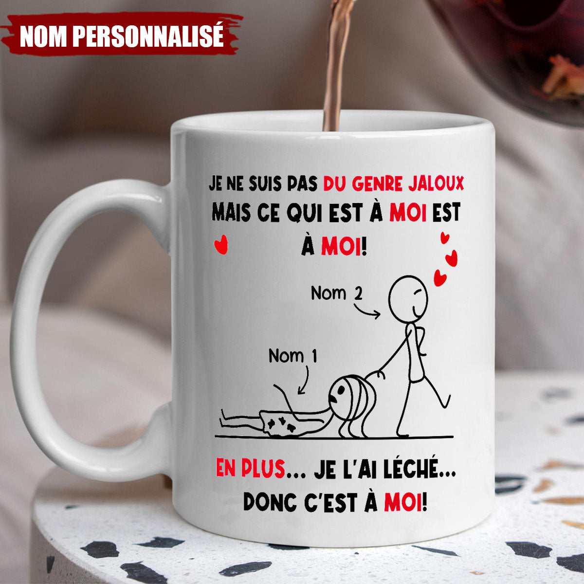 Mug Personnalisé - Cadeau Amusant pour Couple, Amoureux et Mariés