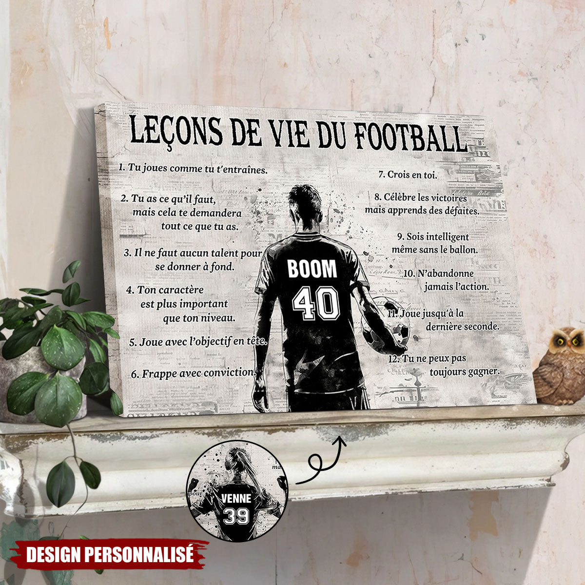 Affiche Personnalisée Leçons de Vie du Football – Cadeau pour les Passionnés de Football