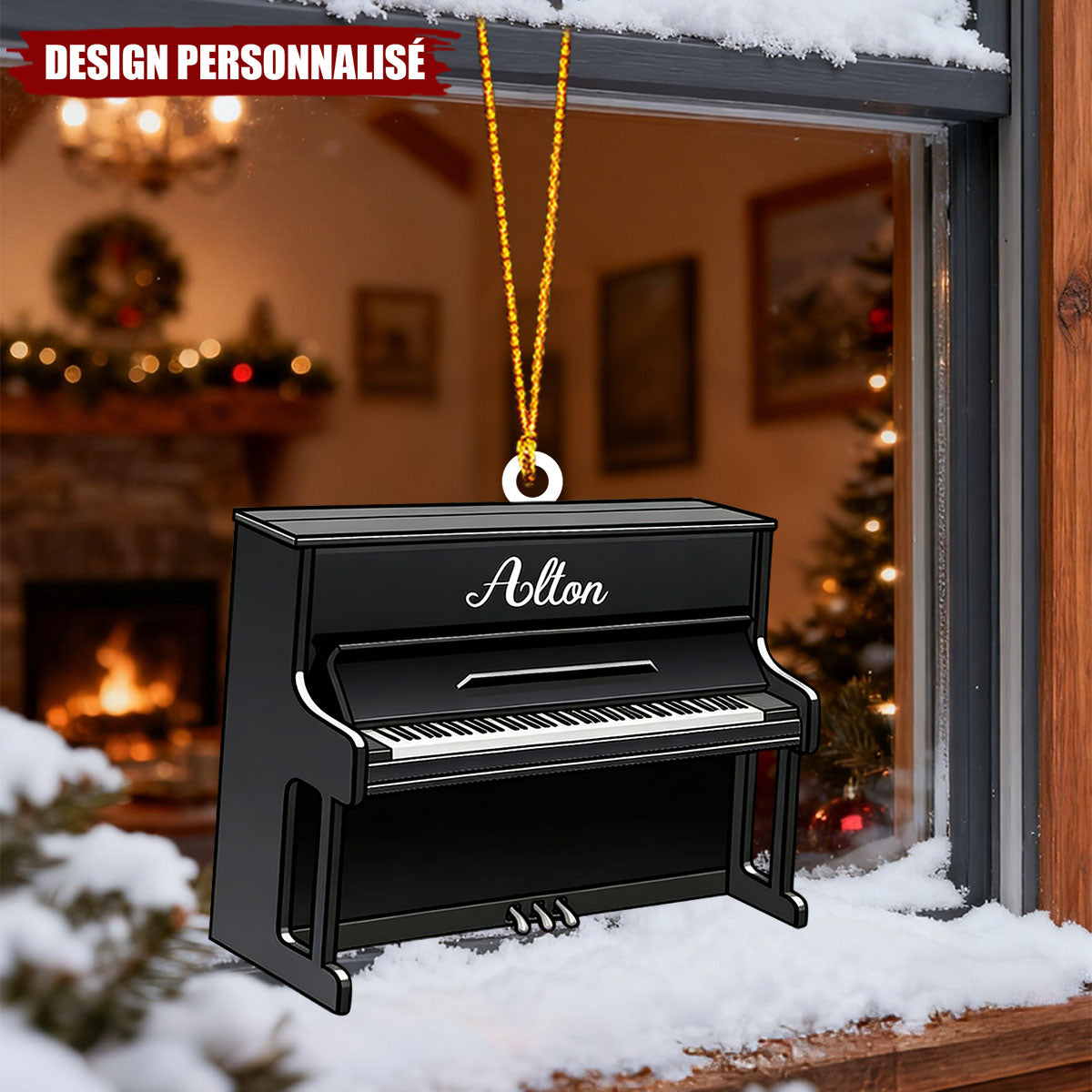 Ornement de Noël Piano Personnalisé – Cadeau pour Amateur de Musique