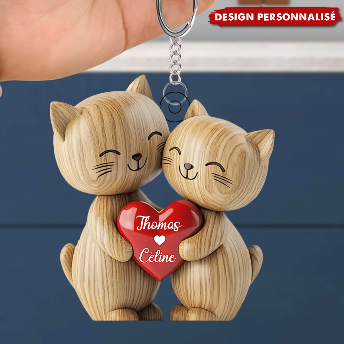 Porte-clés Couple de Chats – Cadeau Mignon et Personnalisé