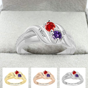 Toujours & Pour Toujours - Bague de Promesse Personnalisée avec Pierres de Naissance pour Couple