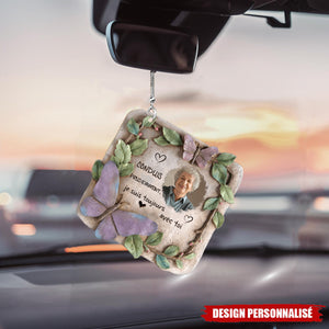 Ornement de Voiture Personnalisé – Papillon Commémoratif avec Photo et Message Touchant