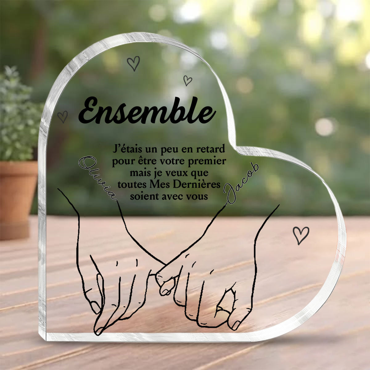 Couple personnalisé personnalisé Plaque acrylique en forme de coeur - cadeau pour mari femme, anniversaire