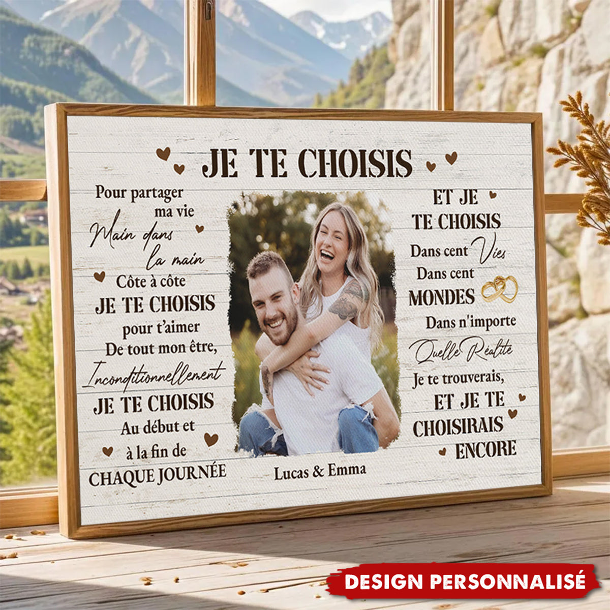 Affiche Personnalisée Couple avec Photo – Je Te Choisis
