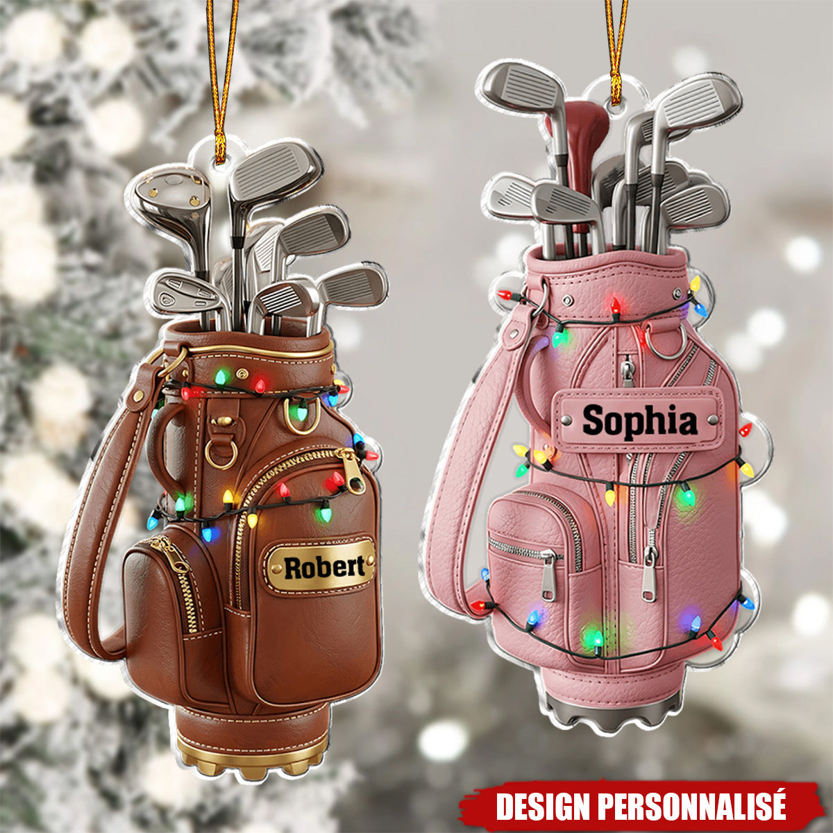 Décoration de Noël Personnalisée Sac de Golf – Cadeau Unique pour les Amateurs de Golf