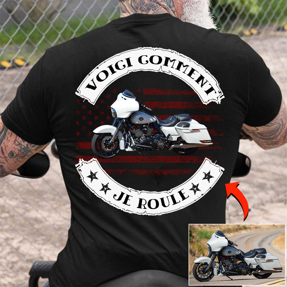 T-shirt Moto Personnalisé – "Voici Comment Je Roule"