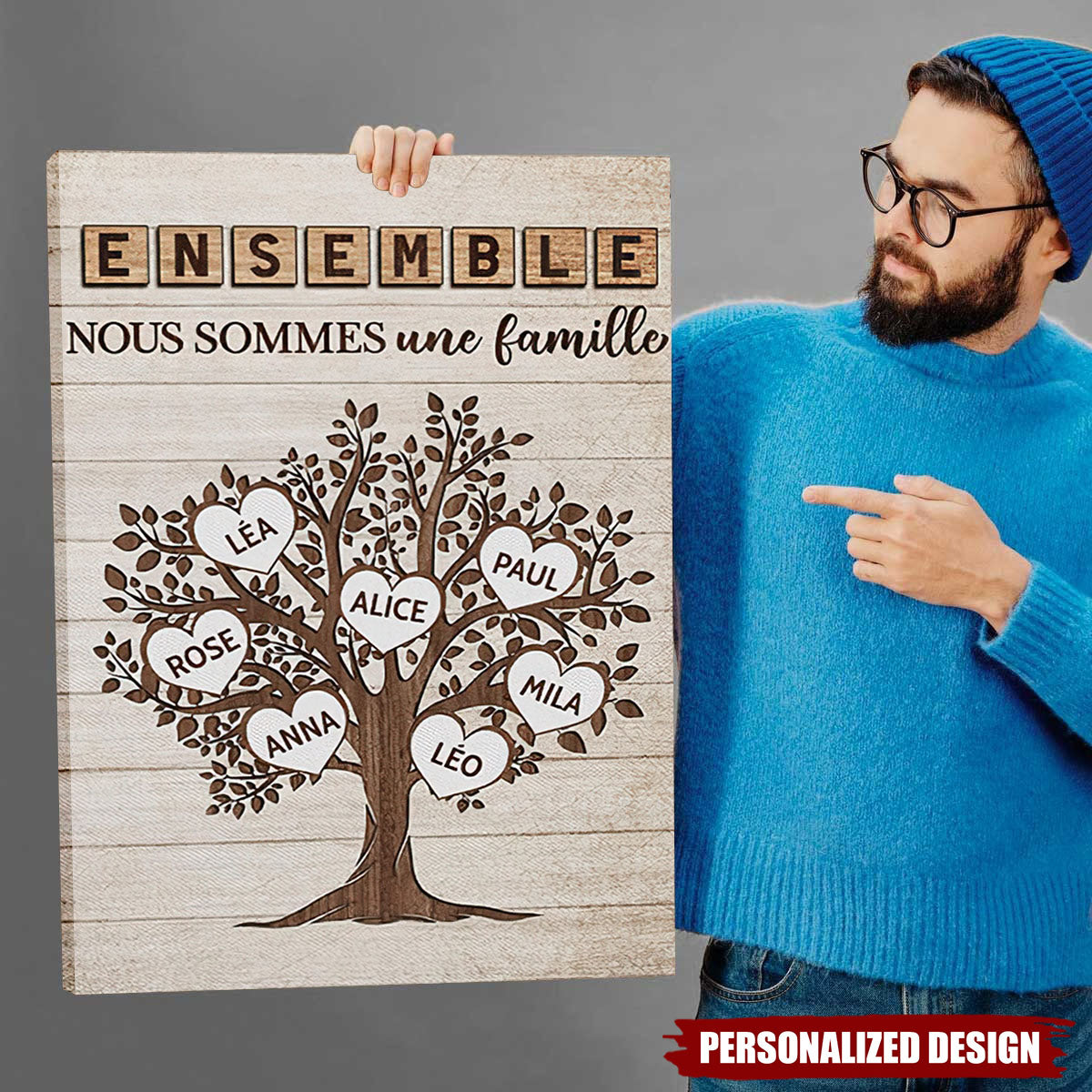 Tableau Arbre Généalogique Personnalisé – Ensemble, Nous Sommes Une Famille