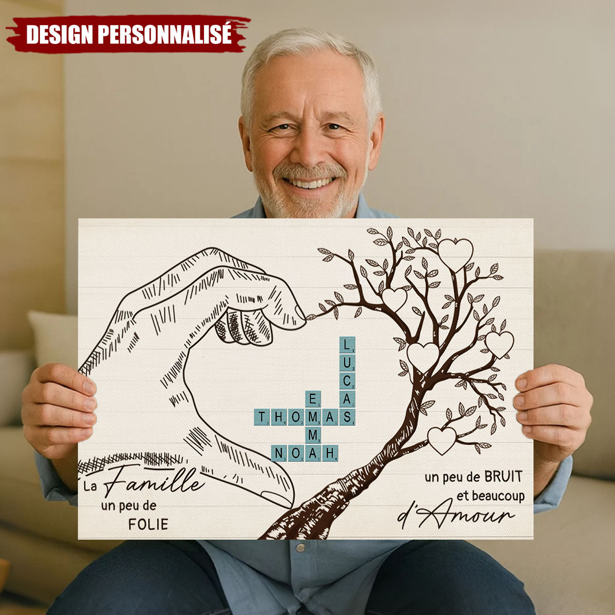 Affiche “La Famille” avec Prénoms Personnalisés – Idée Cadeau Unique