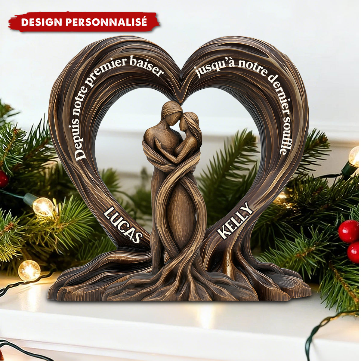 Plaque personnalisée cœur pour couple — Du premier baiser au dernier souffle