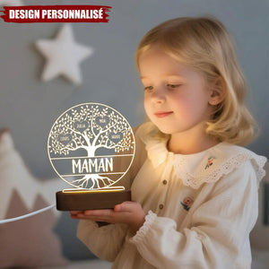 Lampe LED Personnalisée – Arbre de Vie avec Noms Enfants