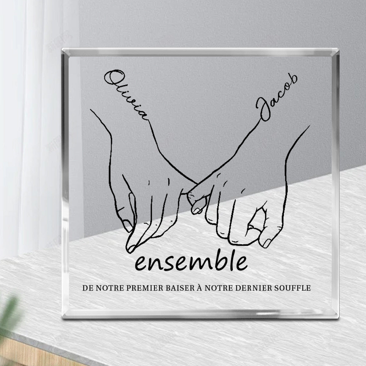 Je t’aime pour toujours et toujours - Couple personnalisé personnalisé carré en forme de Plaque acrylique - cadeau pour mari femme, anniversaire