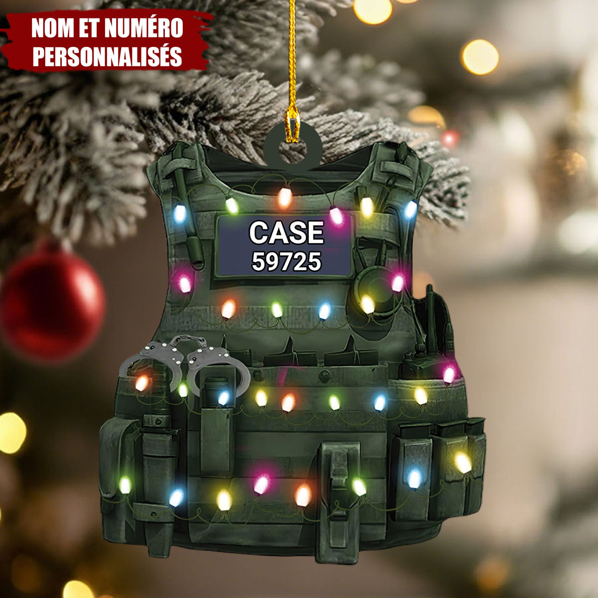 Décoration de Noël Personnalisée – Gilet Tactique avec Nom et Numéro