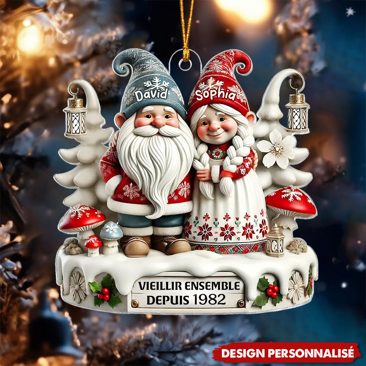 Ornement de Noël personnalisé – Couple vieilli ensemble depuis