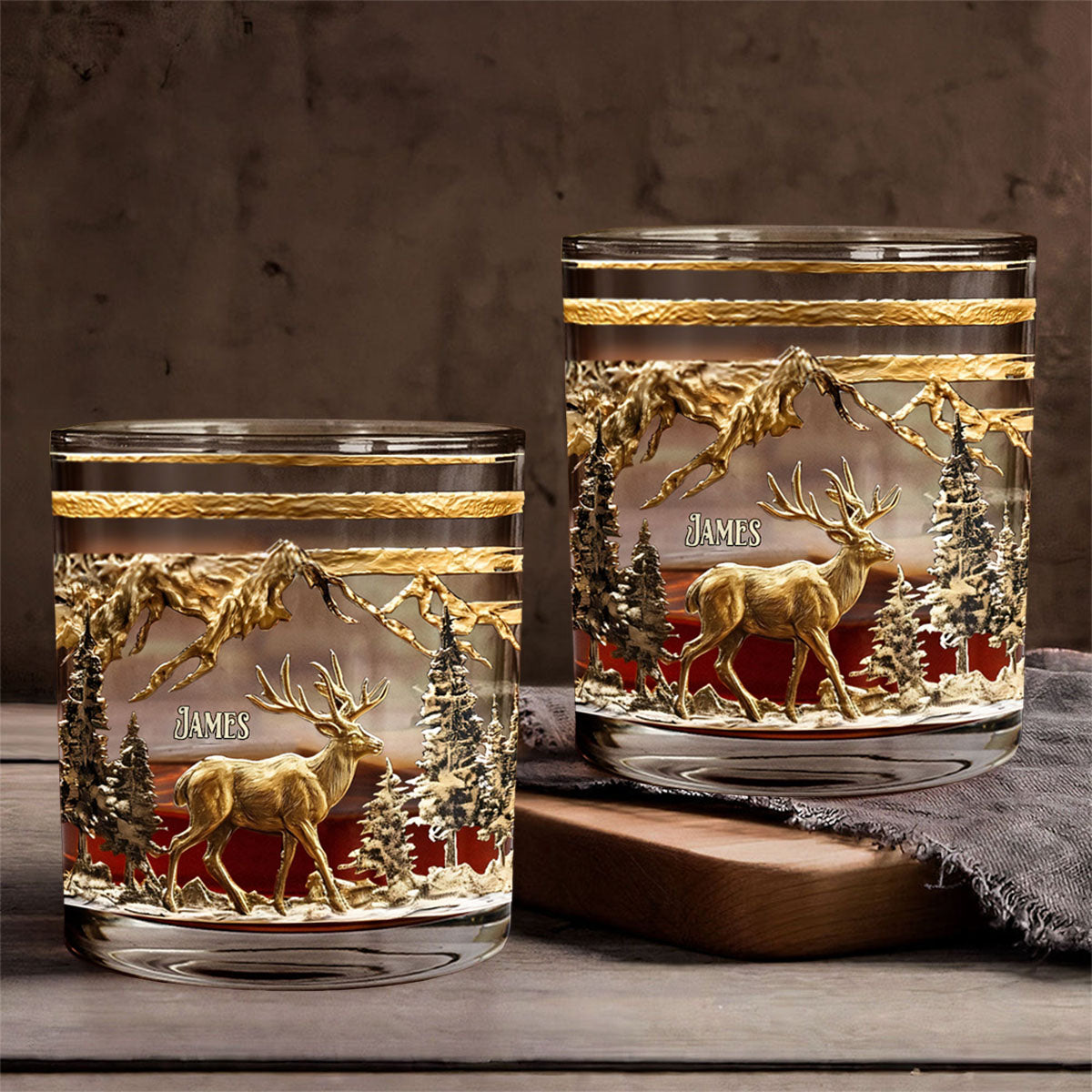 Verre à Whisky avec Motif Cerf et Gravure Personnalisée