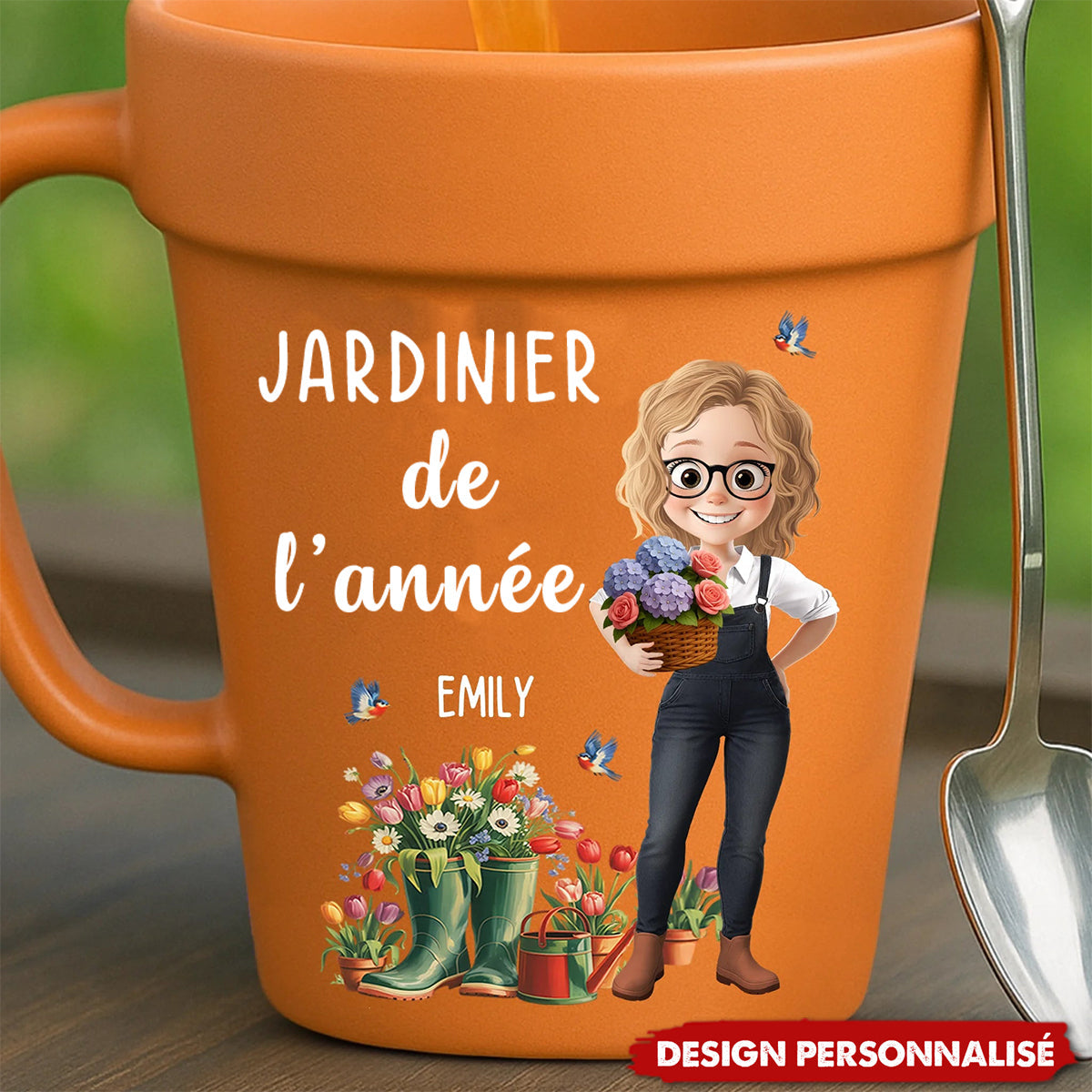 Tasse en Céramique Plante Personnalisée – Cadeau de Jardinage Personnalisé – Ambiance Parent de Plantes – Mug Pot de Fleur