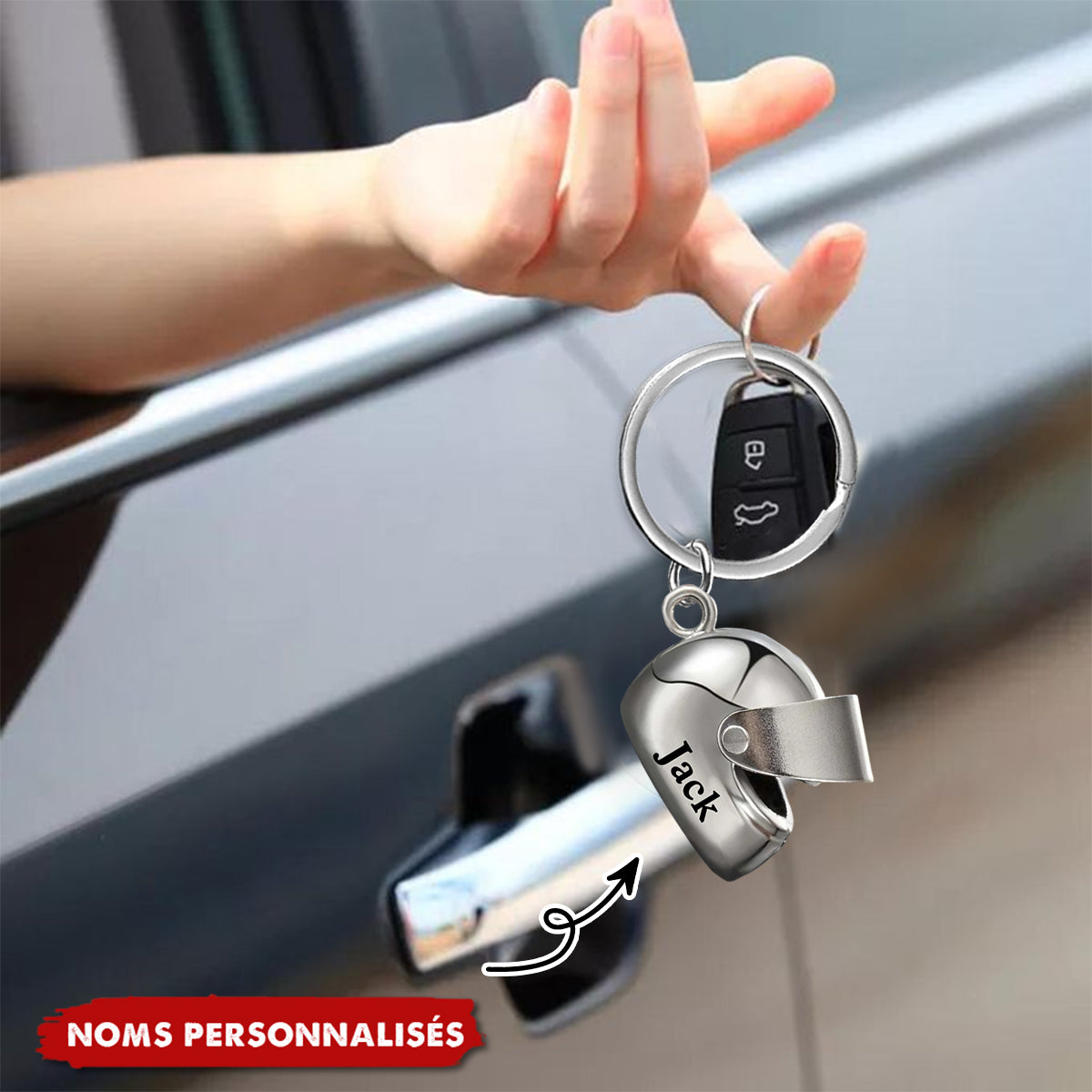 Porte-clés Casque Moto Personnalisé – Gravure Nom Unique