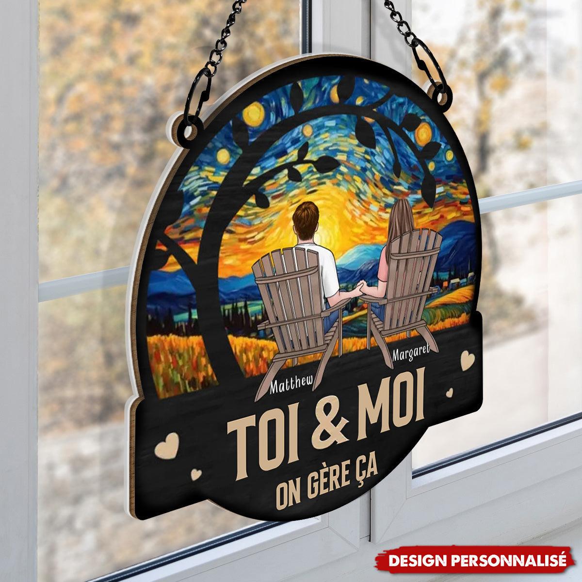 Toi & Moi, Ensemble pour Toujours – Suspension de Fenêtre Personnalisée pour Couple