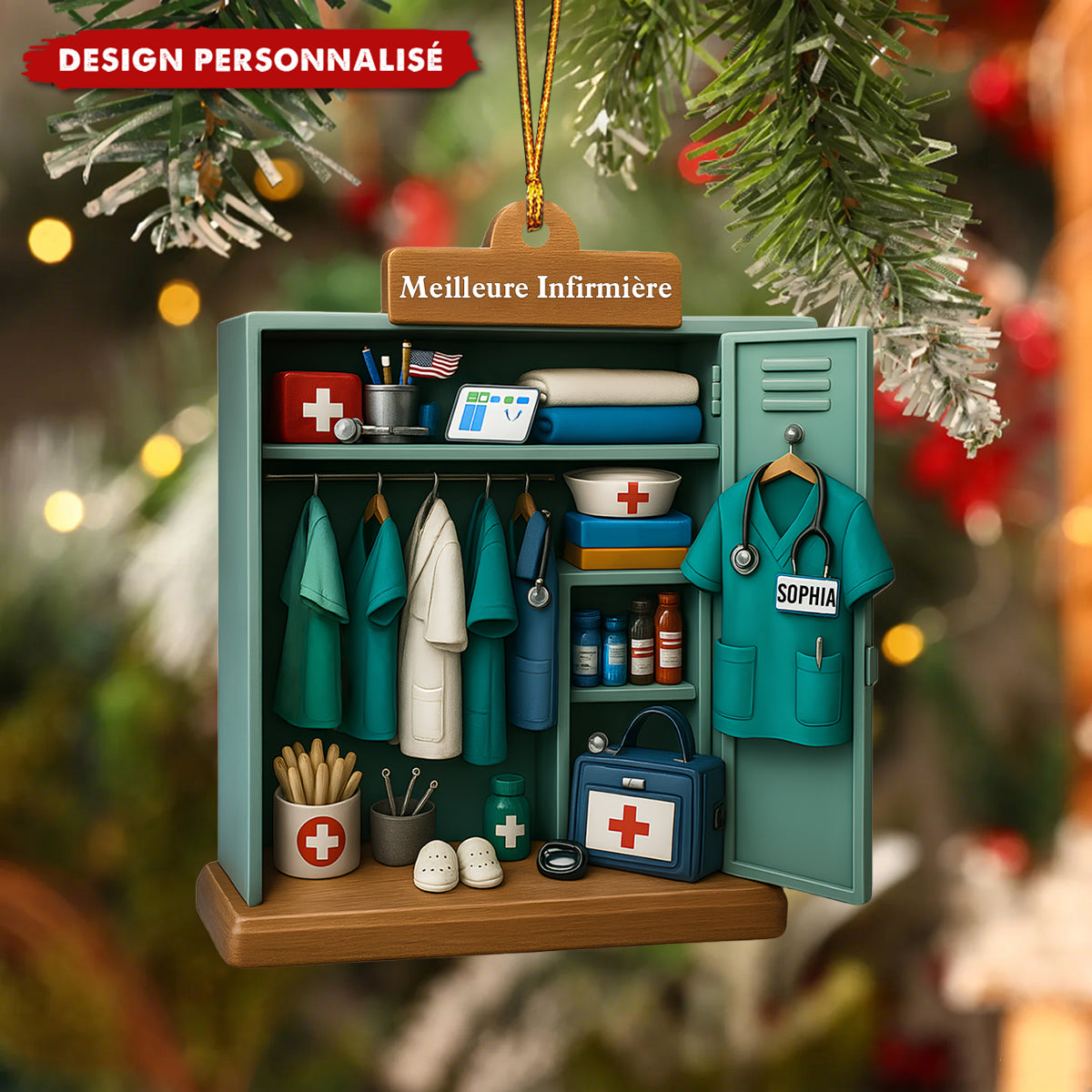 Décoration de Noël Personnalisée - Cadeau pour la Meilleure Infirmière