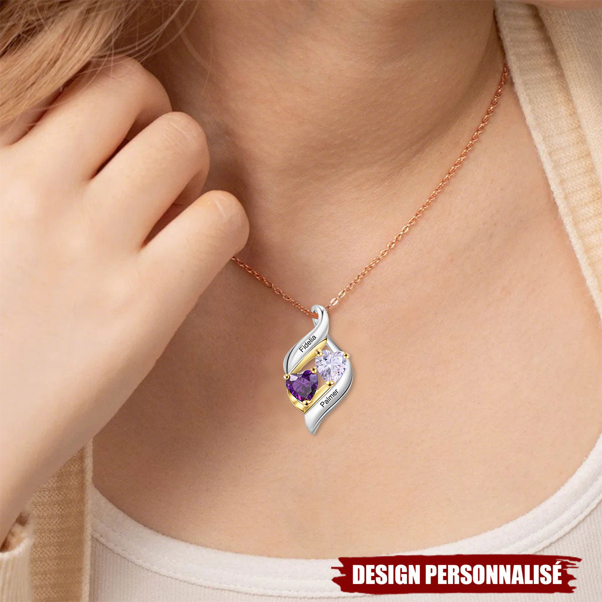 Collier Cœurs Entrelacés Personnalisé – Cadeau Romantique et Unique