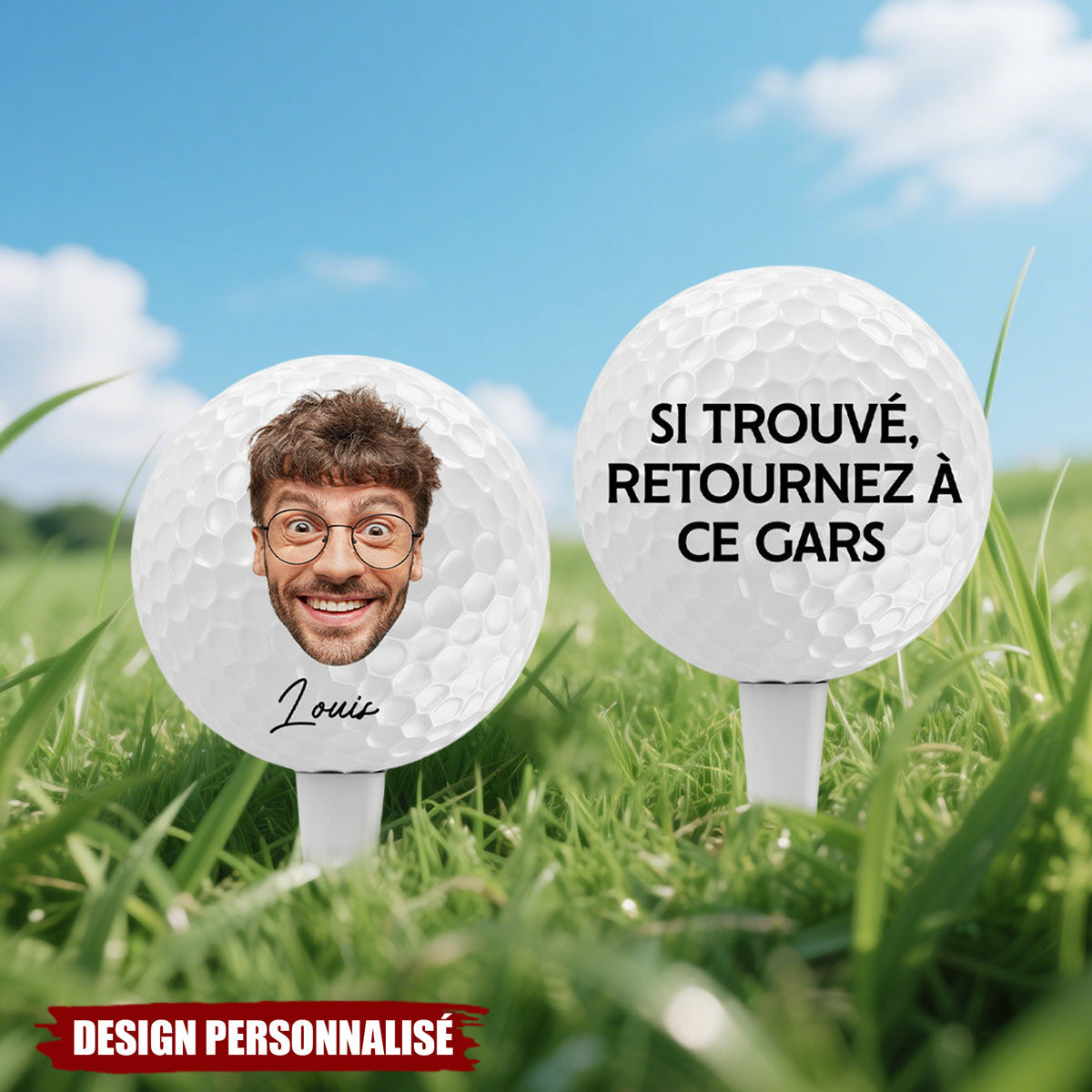 Balle de Golf Personnalisée avec Photo et Texte Humour