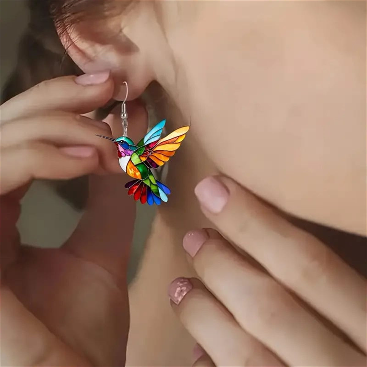 Boucles d'Oreilles Colibri Colorées - Cadeau pour les Amoureux des Oiseaux