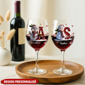 Verres à Vin Personnalisés – Flocon de Neige & Bonhomme de Neige pour Noël