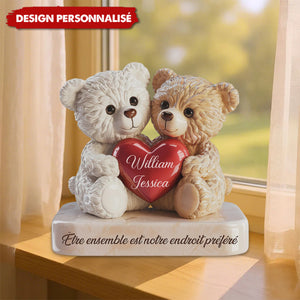 Plaque Couple avec Prénoms Personnalisés — L’amour câliné dans un seul étreinte