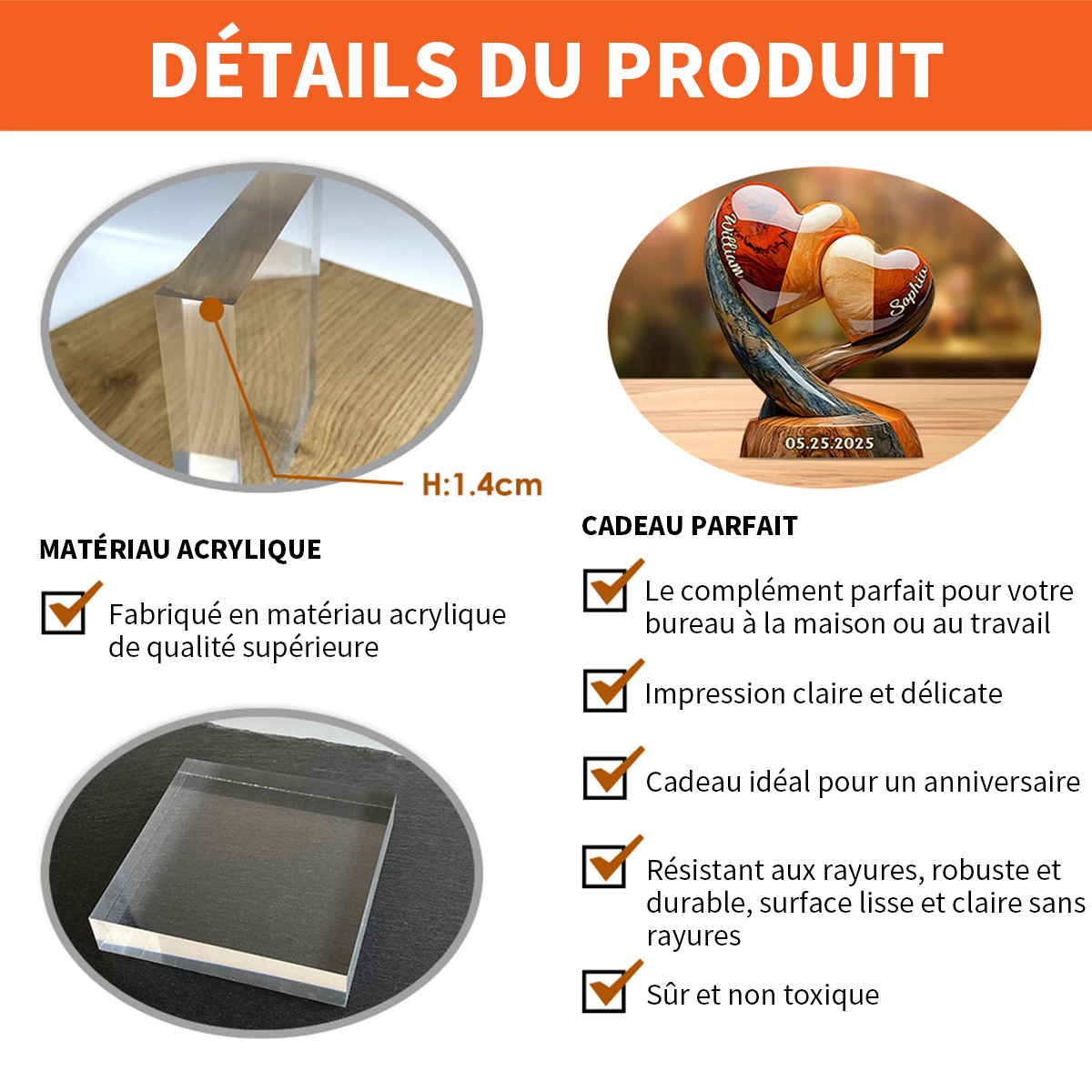 Toi et Moi, On Gère Ça – Plaque Acrylique Personnalisée en Forme de Couple