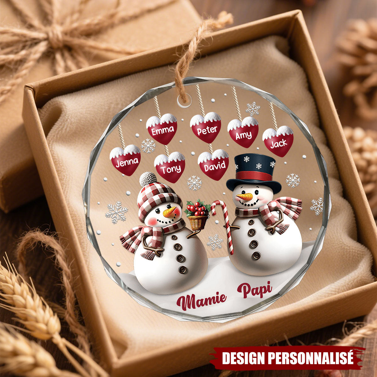 Décoration de Noël Personnalisée - Cadeau Familial Unique