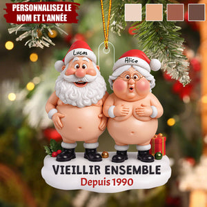 Ornement Personnalisé de Couple Père Noël – Personnalisez Noms et Année