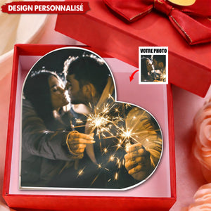 Plaque Photo Cœur Personnalisée — Souvenir d’Anniversaire, Saint-Valentin & Mariage