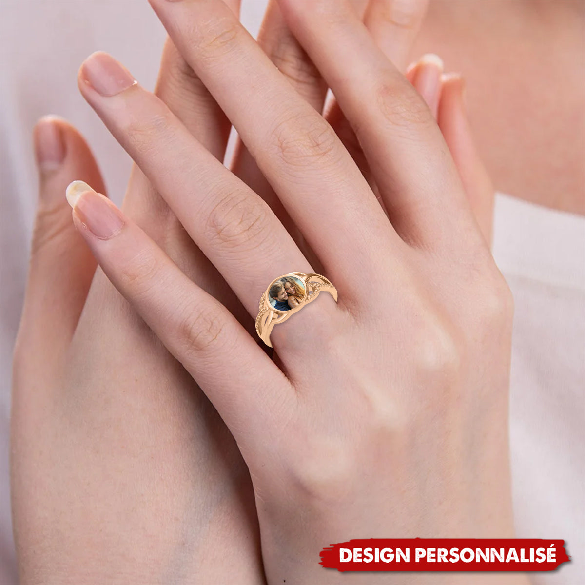 Bague Personnalisée avec Photo – Cadeau Romantique pour Couples