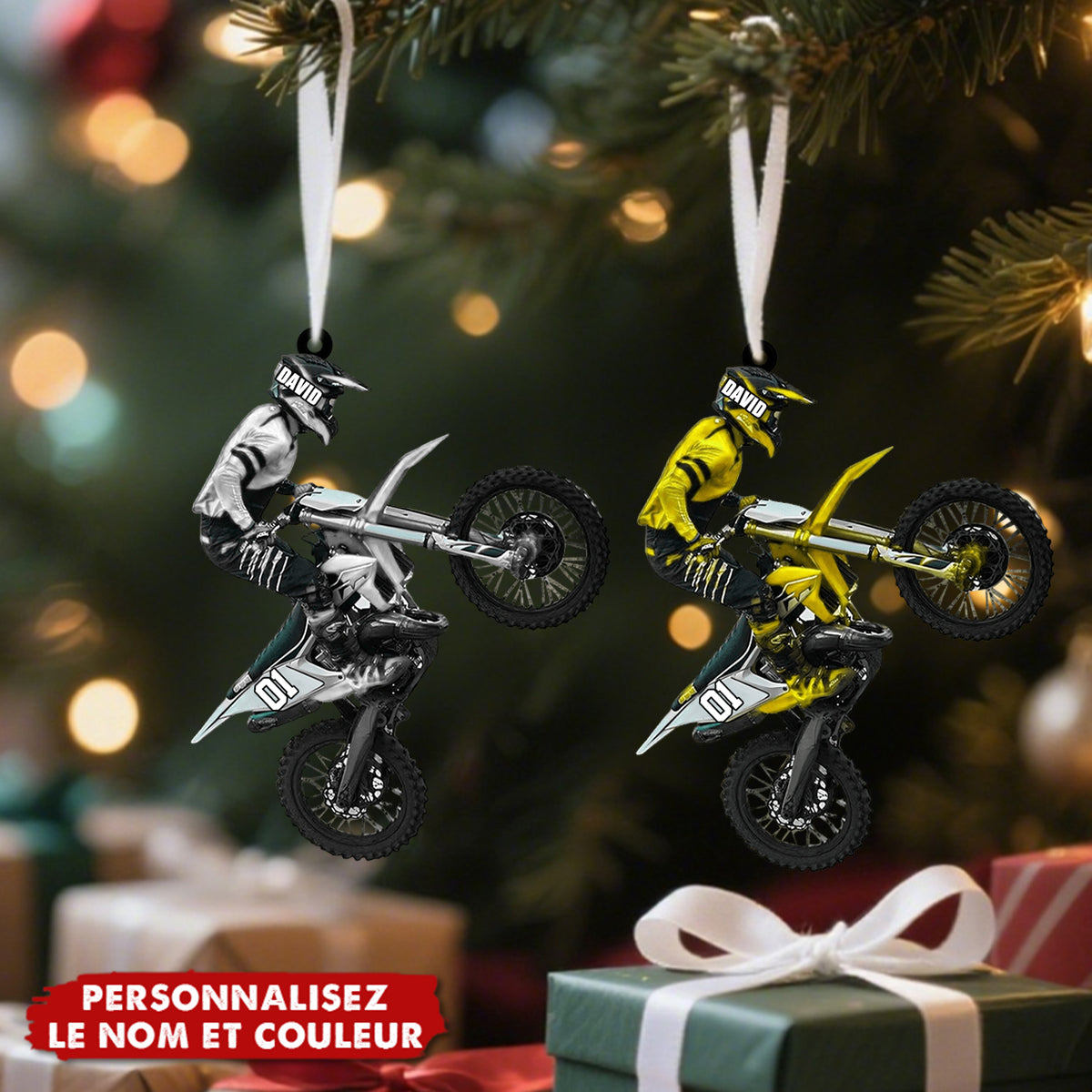 Ornement Motocross Personnalisé – Cadeau Unique pour Motard