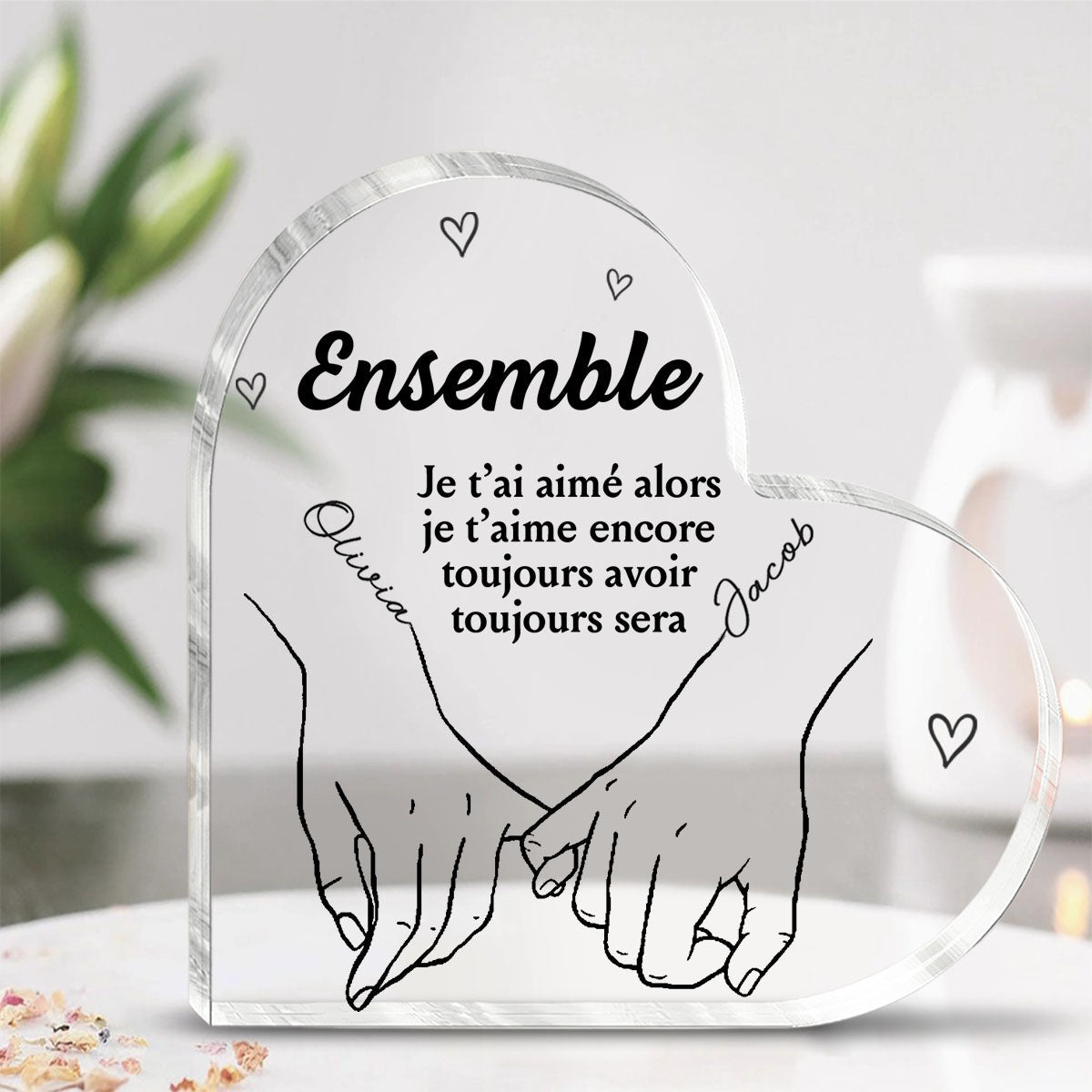 Couple personnalisé personnalisé Plaque acrylique en forme de coeur - cadeau pour mari femme, anniversaire
