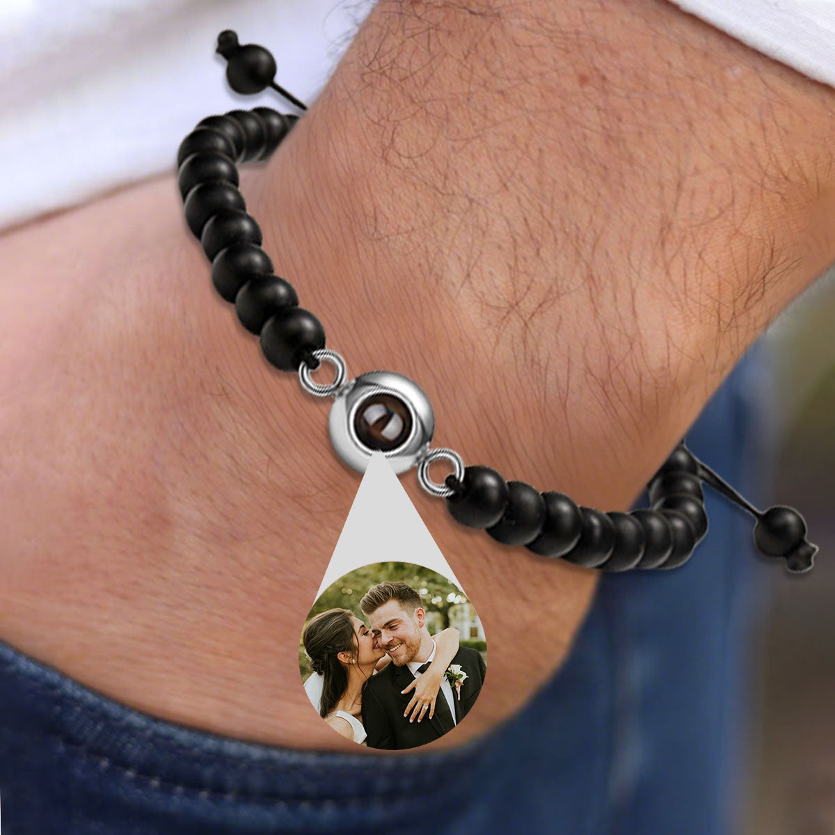 Bracelet Perlé Personnalisé avec Photo en Projection – Cadeau pour couple