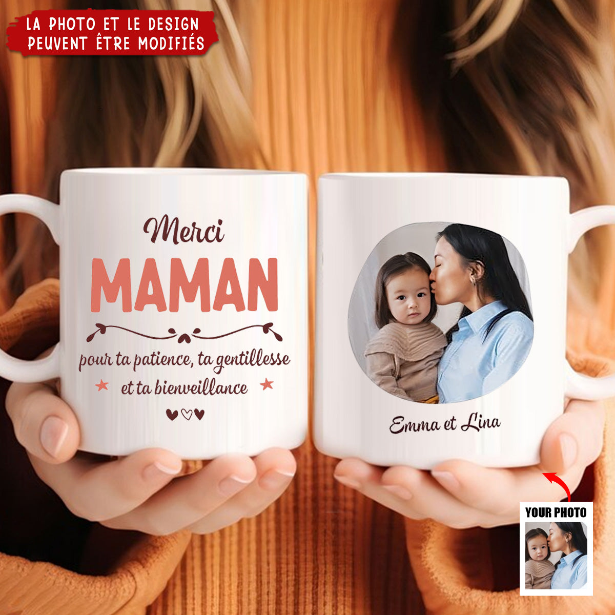 Merci Nounou Avec Photo - Mug Personnalisé Nounou