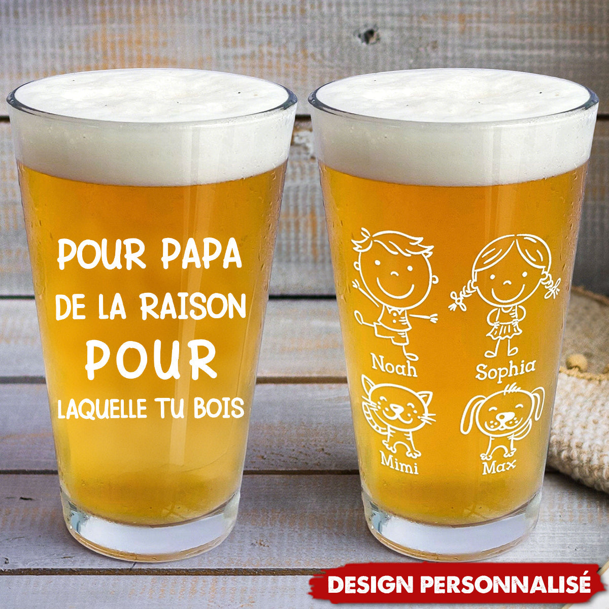 Pour Papa, la Raison pour Laquelle Tu Bois  Verre à bière personnalisé- Cadeau de fête des pères pour papa