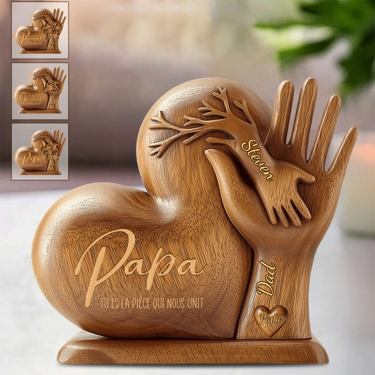Papa/Maman, tu es la pièce qui nous unit – Plaque personnalisée en forme spéciale pour père/Mère