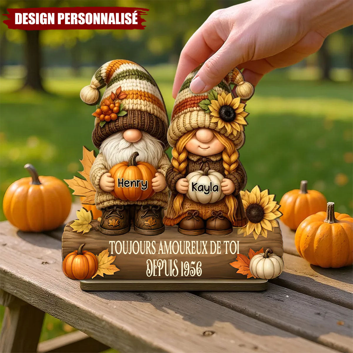 Plaque en Bois Personnalisée – Vieillir Ensemble avec un Couple de Nains