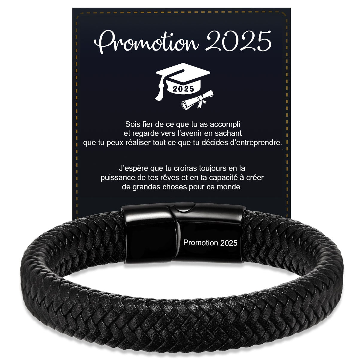 Bracelet en Cuir Personnalisé pour Homme – Cadeaux pour la fête des pères, un anniversaire ou une remise de diplôme