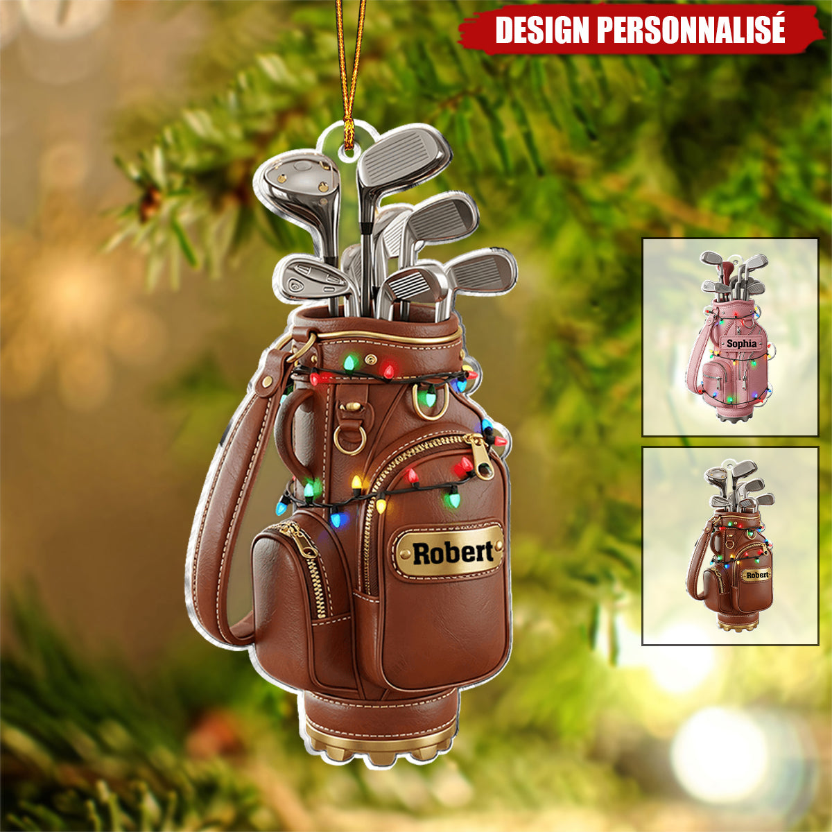 Décoration de Noël Personnalisée Sac de Golf – Cadeau Unique pour les Amateurs de Golf