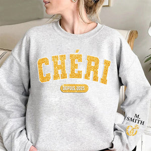 Sweatshirt Unisexe Personnalisé avec Motif sur la Manche – Cadeau d’Anniversaire ou de Mariage pour Mari et Femme