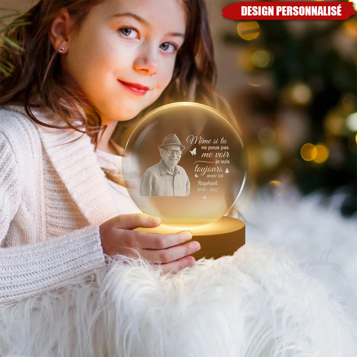 Lampe Souvenir Personnalisée en Cristal – “Je suis toujours avec toi”