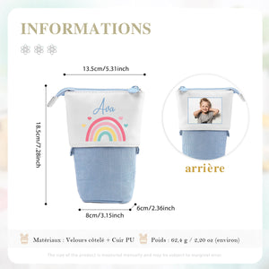 Trousse à Crayons Personnalisée – Avec Prénom ou Photo, Design Arc-en-Ciel Mignon