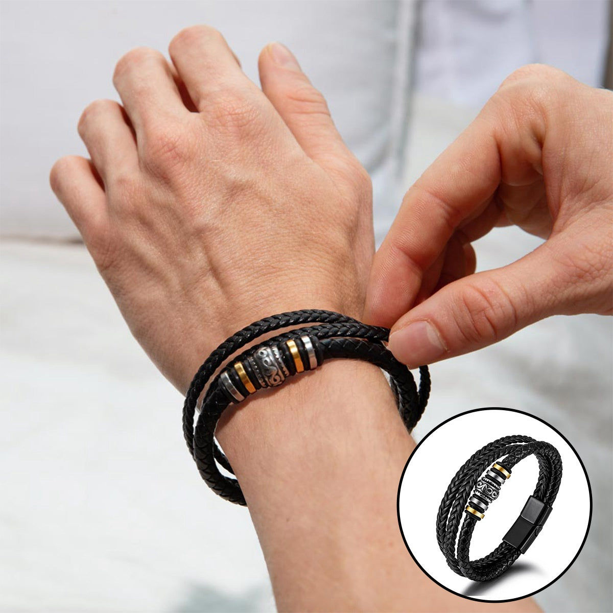 Bracelet en Cuir Personnalisé - Cadeau Émotionnel pour Fils