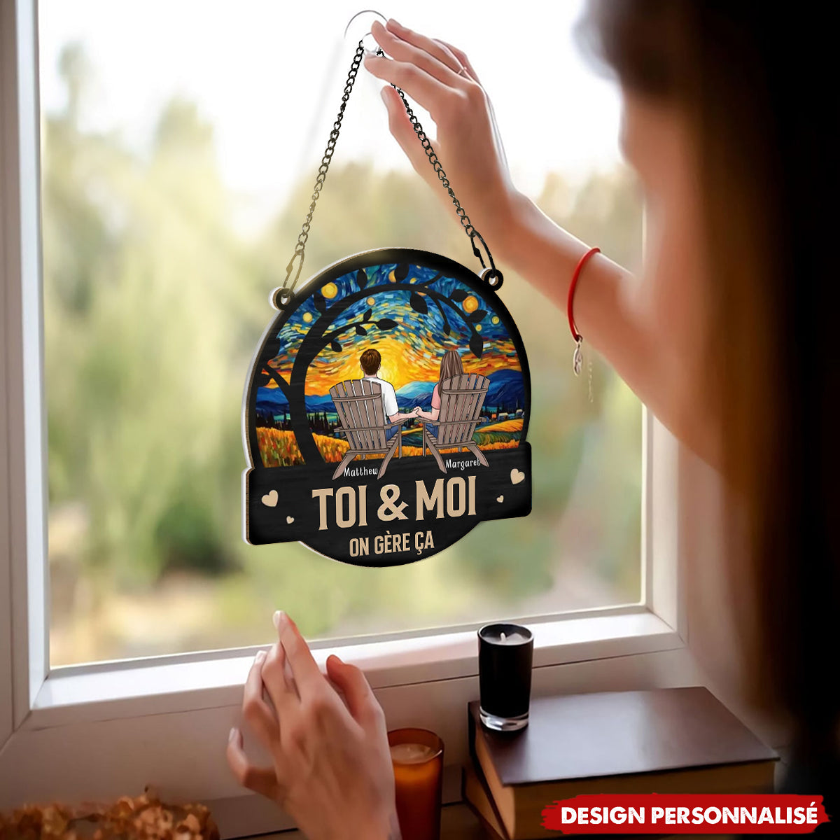 Toi & Moi, Ensemble pour Toujours – Suspension de Fenêtre Personnalisée pour Couple
