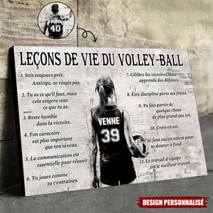 Affiche Personnalisée Leçons de Vie du Volley-ball  – Cadeau pour les Amoureux du Volley-ball