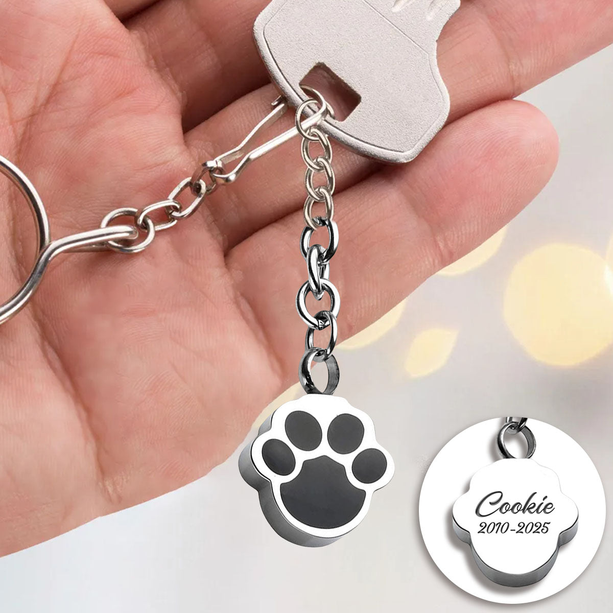 Porte-clés Urne Mémoriale Personnalisée – Patte d’Animal
